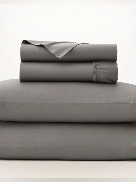 BOLL & BRANCH Signature Hemmed Cal King Sheet Set - Stone Gray