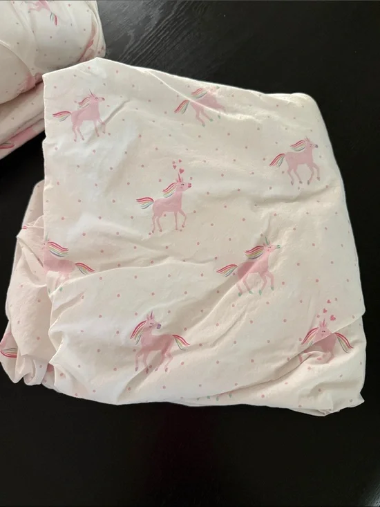Pottery Barn Kids Pink Unicorn Print Fitted Sheet