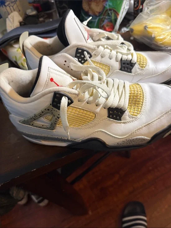 Jordan Men’s Retro 4 White Yellow Black