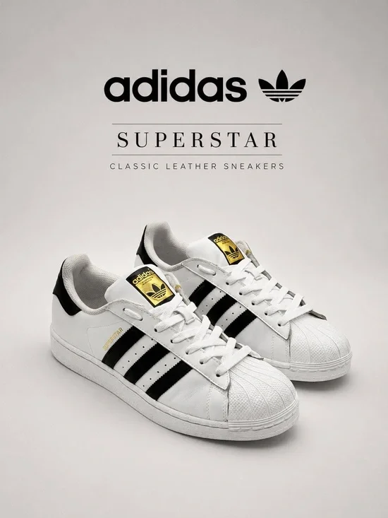 Adidas Superstar White Black Shell Toe Leather Sneakers