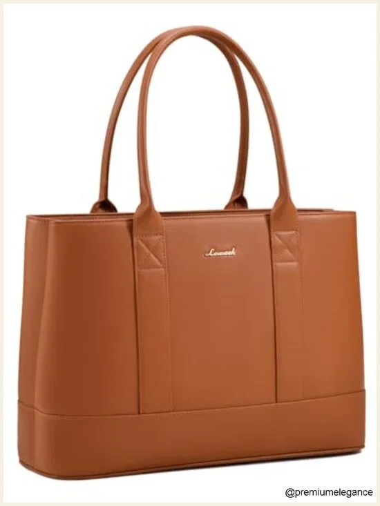 Waterproof PU Leather Laptop Tote Bag 15.6 inch Work Shoulder Bag