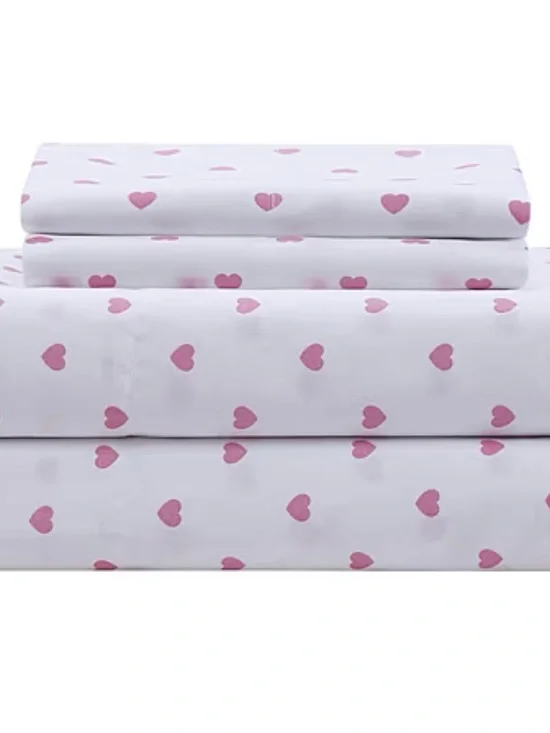 New INK+IVY Kids Full Sheet Set - Pink Hearts