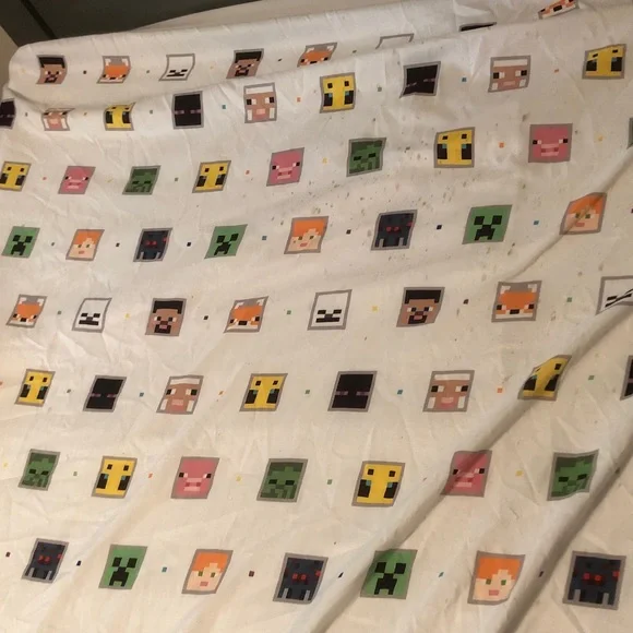 Minecraft Character Print White Bedding Sheet - Unbranded
