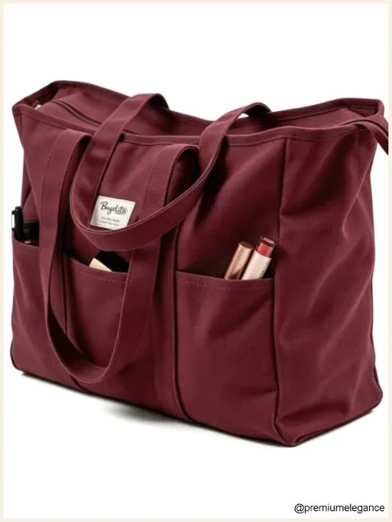 Extra Large Canvas Tote Bag with Zipper, Utility Work Bag