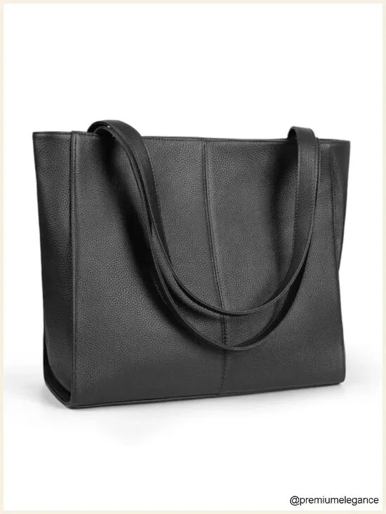 Genuine Leather Tote Bag with Laptop Compartment for Work