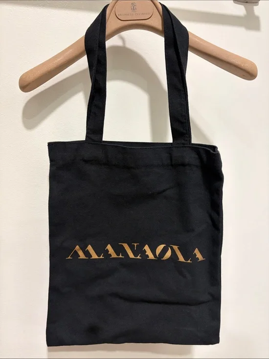 Manaola Black Tote with Gold Logo