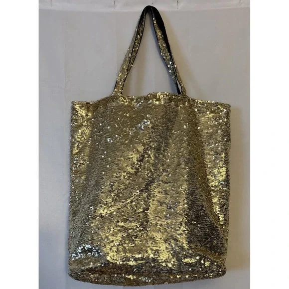 Victoria Secret‎ Gold Sequins Angel Wing tote bag Reversible NWOT