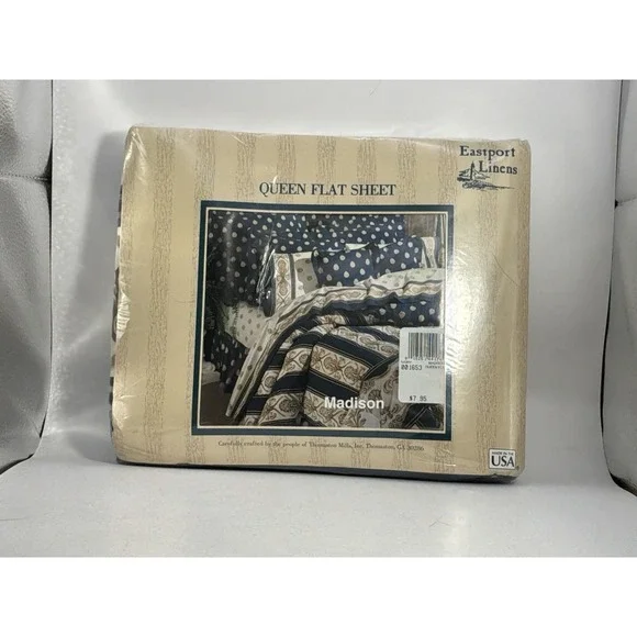 Vintage Eastport Linens Percale Queen Flat Sheet 180 Thread Count 