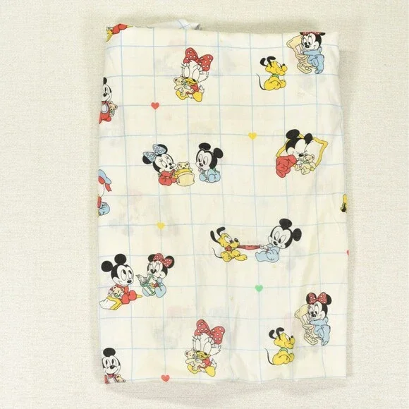 Vintage 1984 Mickey Mouse Friends Walt Disney Co Crib Sheet Baby Nursery Fitted