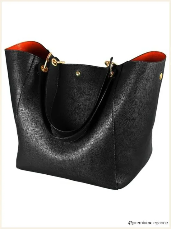 Large Work Tote Bag Waterproof Vegan Leather Handbag Big Bucket Purses