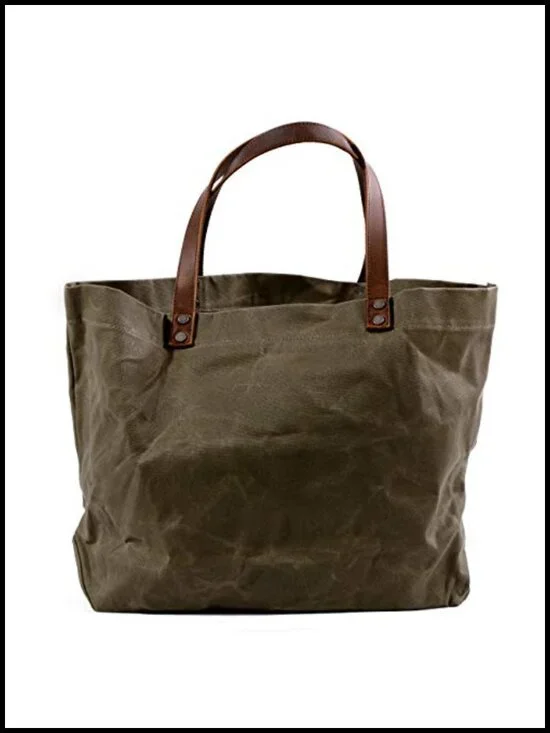 Waxed Canvas Extra Large Travel Tote Shoulder Bag