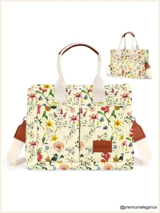 Large Canvas Tote Bag with Multiple Pockets for Work