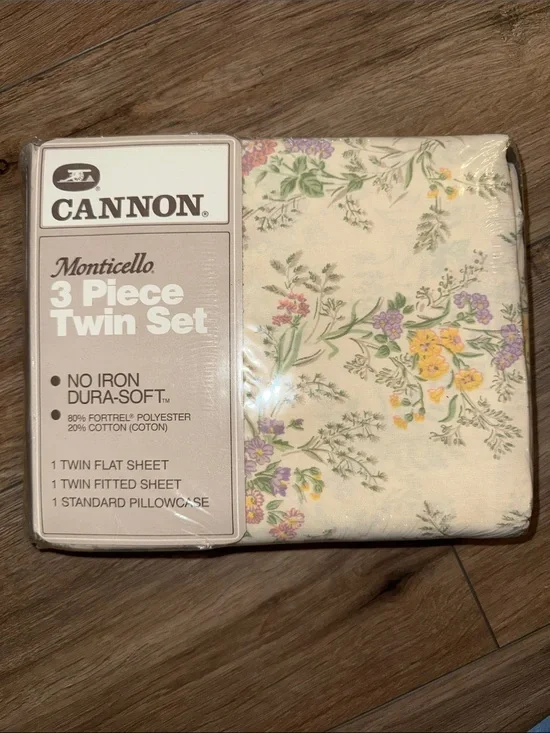 VINTAGE Cannon Monticello 3-Piece Twin Sheet Set - 3 sets available separately.