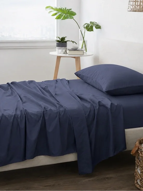 JCPenney Twin Sheet Set Navy Blue 3 Piece Microfiber Deep Pocket New