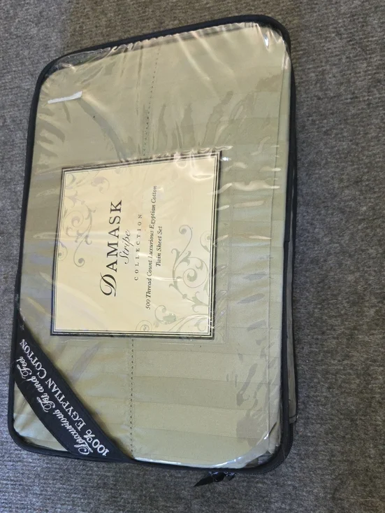 Damask Collection Sage Green 500 Count Egyptian Cotton Sheet Set