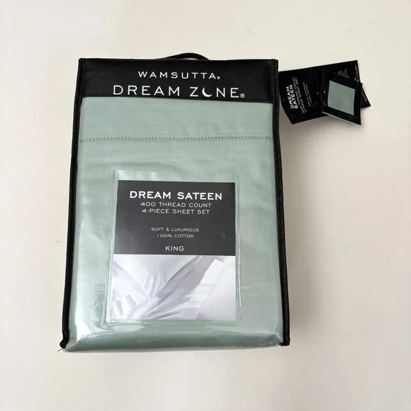 Wamsutta Dream Zone 400TC King Size Sheet Set Cotton Dream Sateen Mint Green New