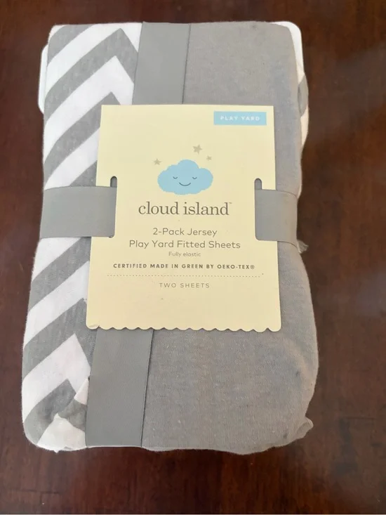 Cloud Island 2-Pack Jersey Play Yard Fitted Sheets - Gray & White