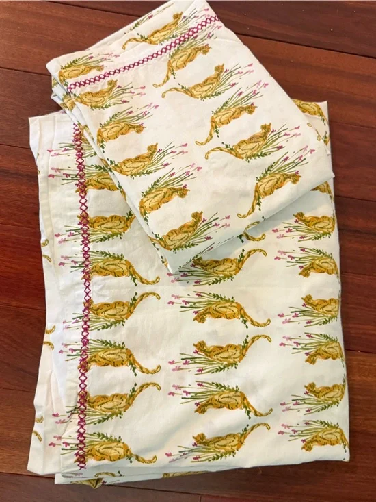 Opalhouse Jungalow Bengal Tiger Twin Flat Top Sheet + Pillowcase Boho Big Cat EC