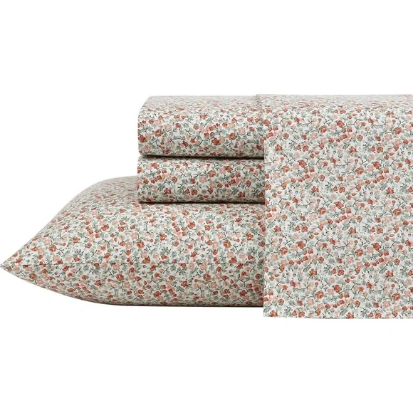 Laura Ashley Twin Floral Cotton Percale Bedding Sheet Set Emogene