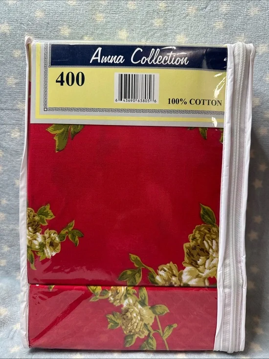 Red Floral Cotton Bedding Set