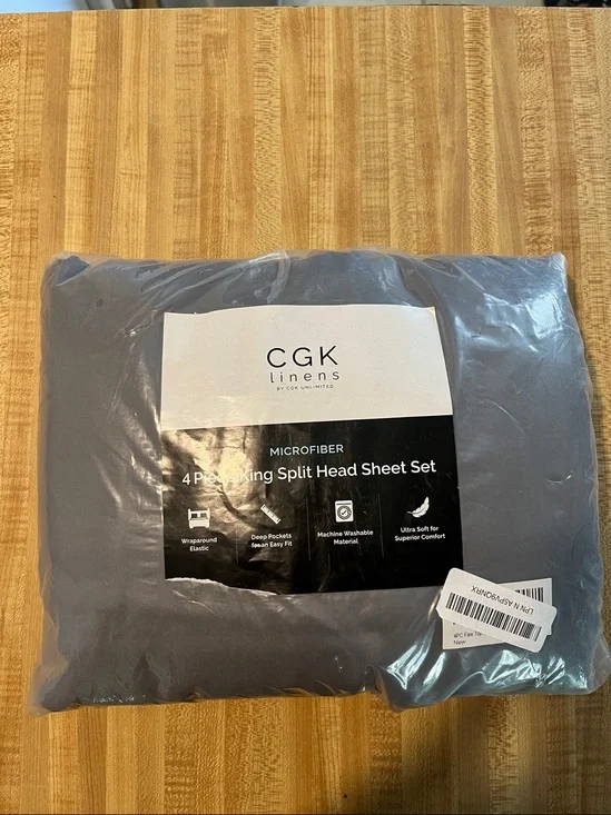 CKG Linens Microfiber 4 Piece King Split Head Sheet Set NWT