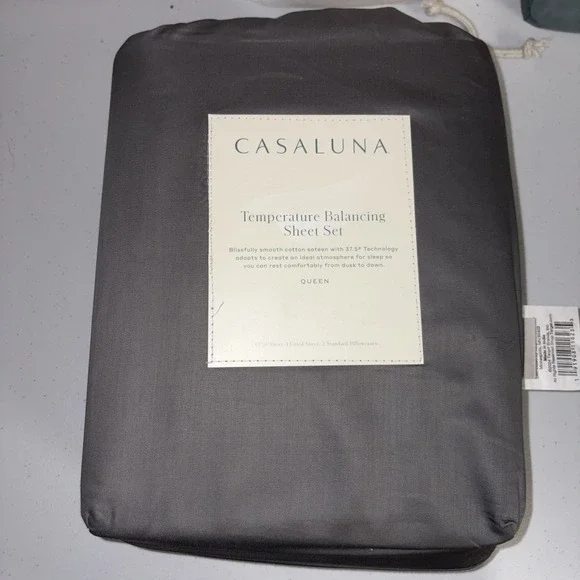 CASALUNA Temperature Balancing Sheet Set , 300 Thread Count -Dark Grey QUEEN New