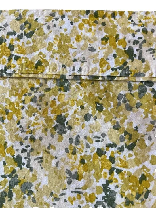 Threshold Full/Queen 100% Organic Cotton Flat Sheet Green Yellow Impressionistic