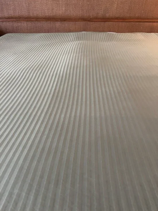 Queen Flat Sheet 100% Combed Cotton Moss Green Jacquard Opus Stripe Luxury