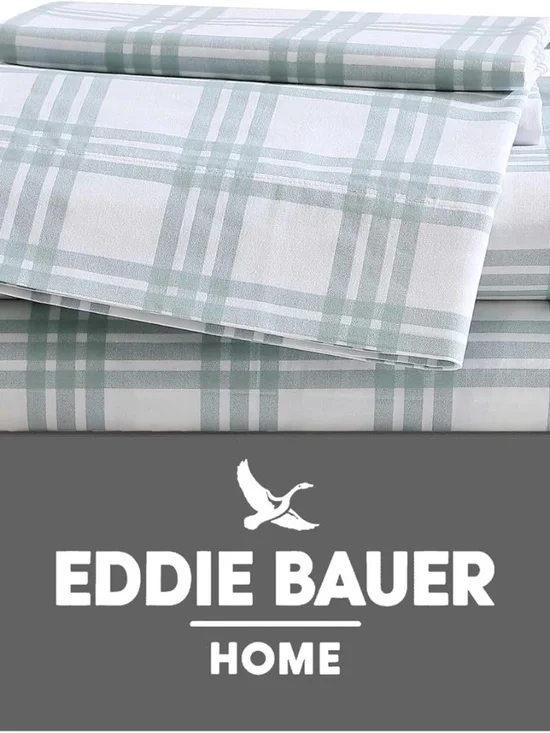 Eddie Bauer Full Sheets,Cotton Percale Bedding Set, Crisp & Cool Home Decor