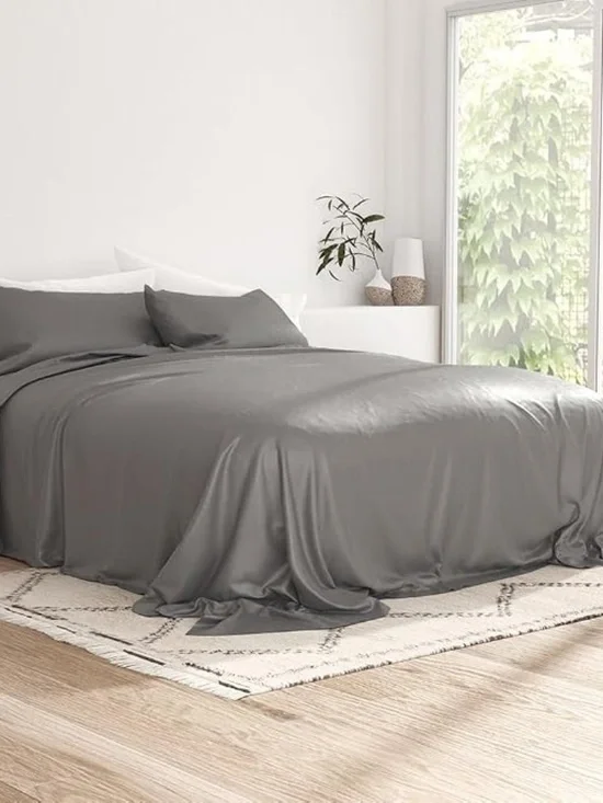 Bamboo IEH-4PC-BAM-F-GR Full Size Gray 4PC Sheet Set 300 Thread Count 100% Rayon