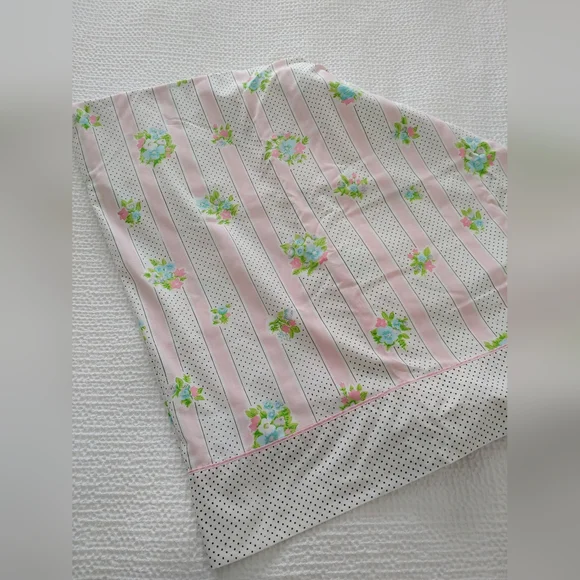 Vintage striped and floral flat sheet