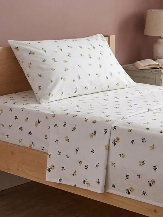 NWT! Cath Kidston Sheet Set -100% Cotton - Lace Ditsy Lemon - Twin Size