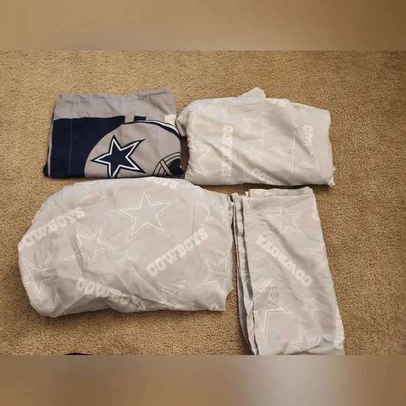 Boys‎ Twin Sheet Set Cowboys Football Fitted Flat Pillow Case READ EUC #P291