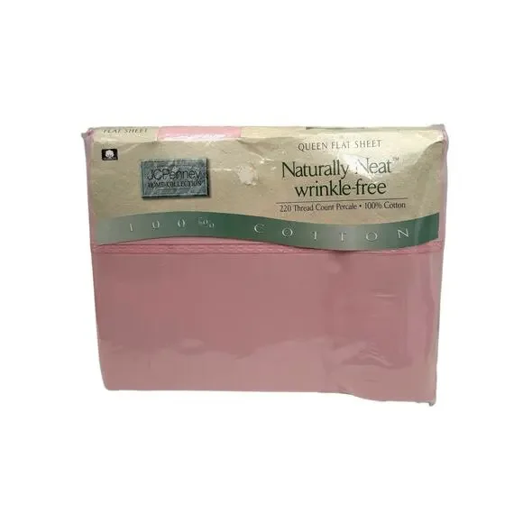 Vtg JCPenney Home Collection Queen Flat Sheet 220 Thread Ct Tea Rose‎ NEW USA