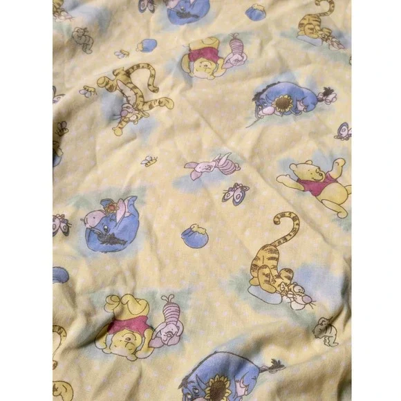 Vintage Disney Winnie the Pooh Standard Crib Sheet Yellow Polka Dot Cottagecore