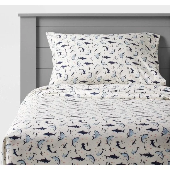 Queen Shark Microfiber Kids' Sheet Set - Pillow-fort: Ocean Theme, 4-Piece