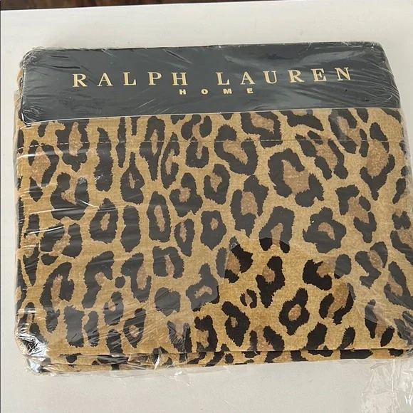 Ralph Lauren Home Animal Print Cheetah Leopard Flat Sheet Aragon Neutral