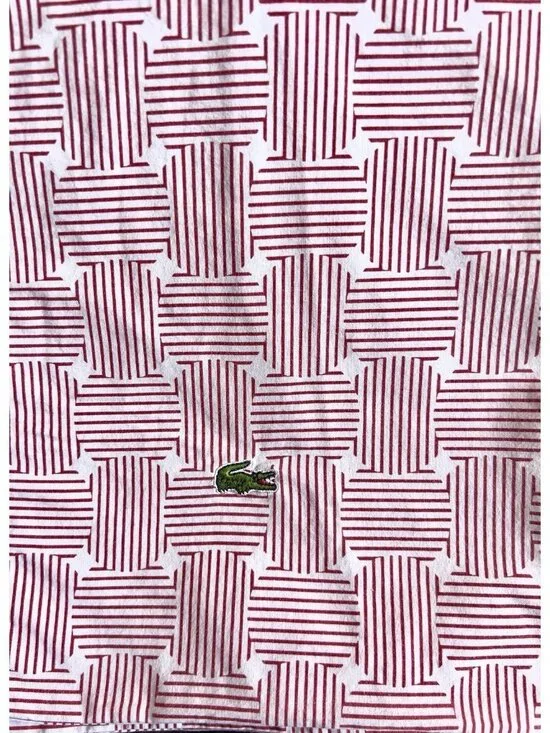 Izod KING Pillowcase Red White Stripe 100% Cotton Nautical Crocodile PRISTINE