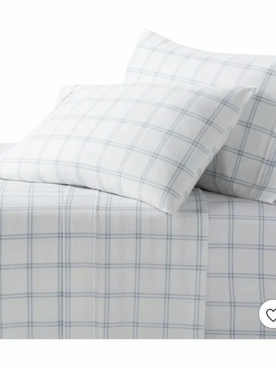 Threshold 400 Thread Count Blue Plaid Cotton Sheet Set Twin XL NWT No Pillowcase