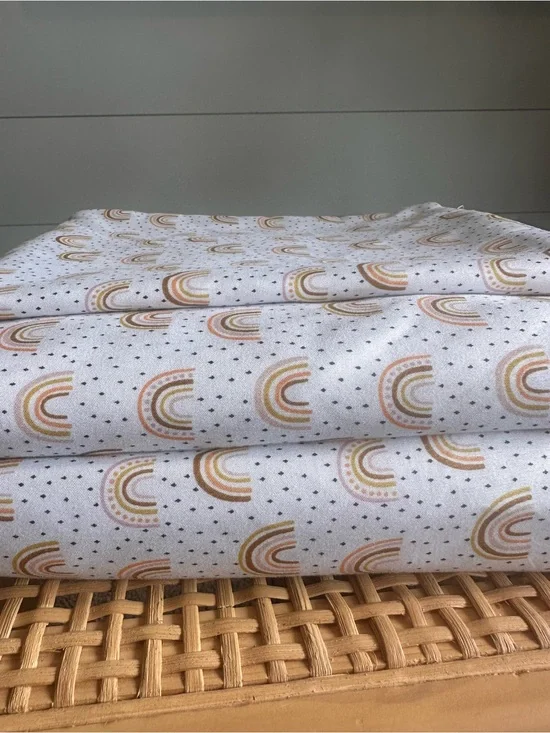 Soft White Rainbow Print Twin Sized Sheet Set