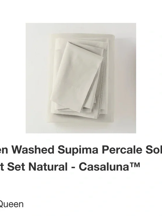 Casaluna Washed Percale Sheet Set in Natural White