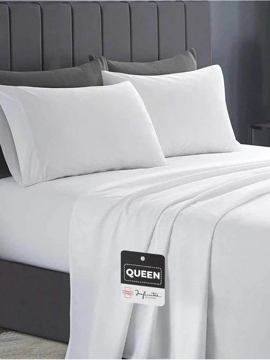 Queen White Sheet Set - Soft White Bedding