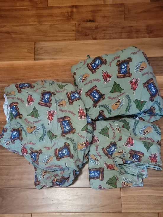 Joe Boxer Green Camping Print Full Size Flannel Sheet Set