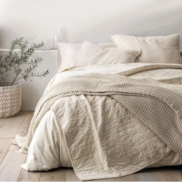 New! Casaluna Supima Percale Sheet Set 250 Thread Count Soft Cream Full