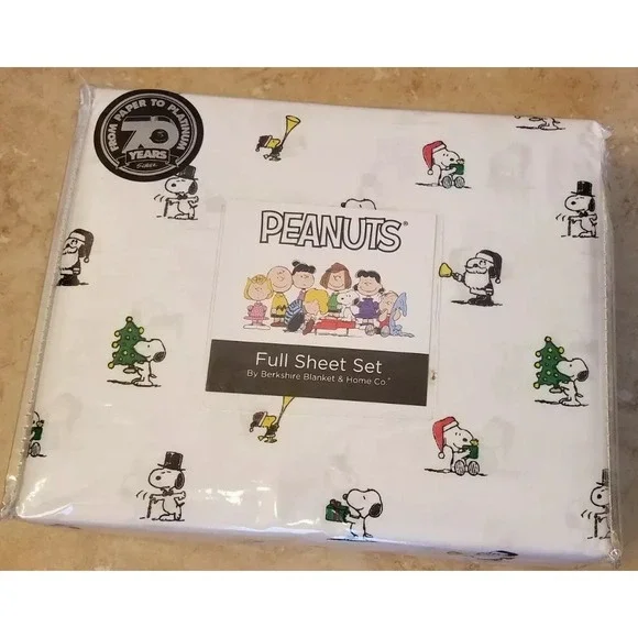 Peanuts Snoopy Woodstuck FULL‎ Sheet Set 4pc Christmas Holiday Fun Berkshire NEW