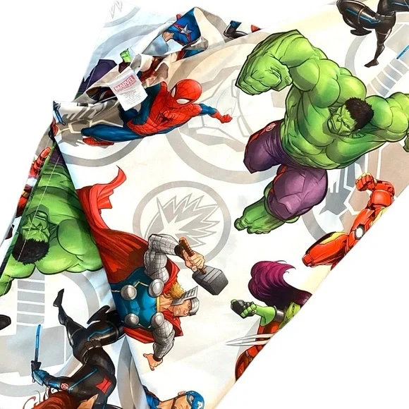 Marvel Flat Twin Sheet OEKO-TEX Chemical Free Hulk Thor Spider-Man‎ Avengers