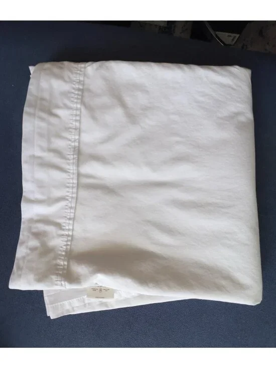 Queen Size 100% Organic Cotton Flat Sheet True White Threshold Luxury Bedding
