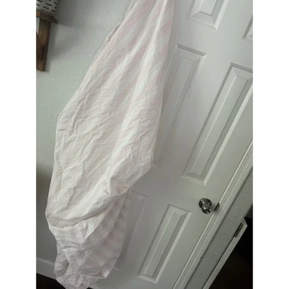 Simply Shabby Chic Pink White Striped Fitted Sheet 100% Cotton Cottagecore