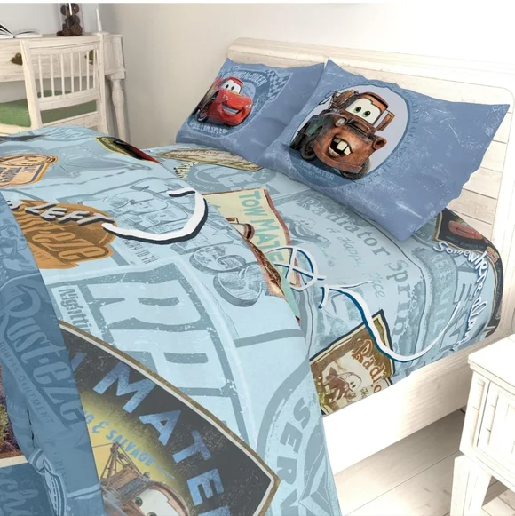 Disney/Pixar Cars Tune Up Blue/Gray 4 Piece Full Sheet Set with Lightning McQuee