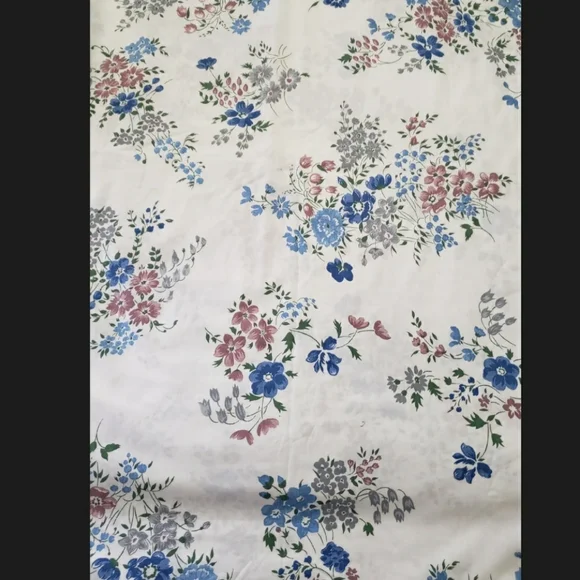 Vintage Cannon Monticello Queen Flat Sheet Cotton Blend Floral Pattern